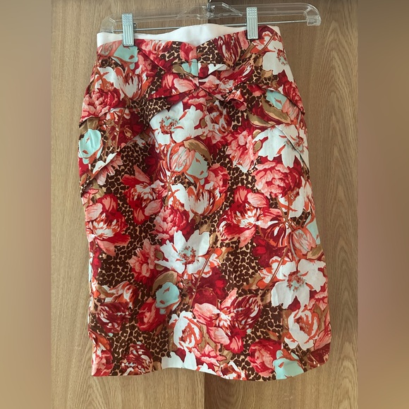 Lola Lu Vintage Floral and Leopard Print Pencil Skirt - Picture 1 of 3